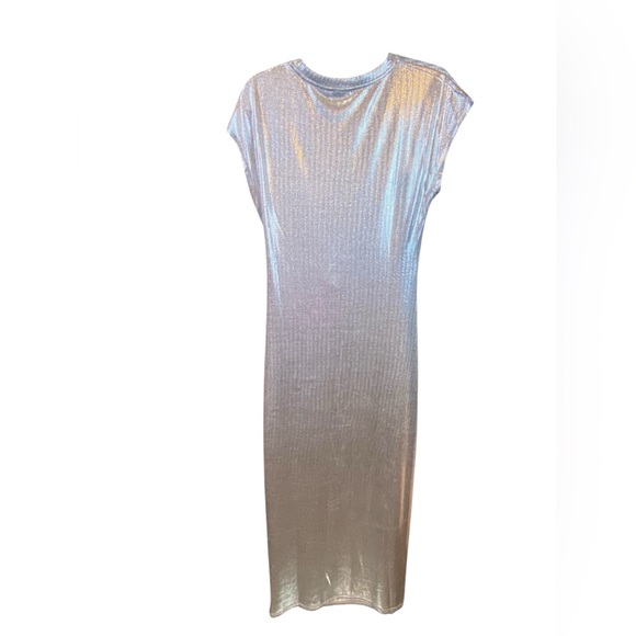 Glamorous silver metallic midi dress with tie detail L/XL #PartyDress - Picture 3 of 7